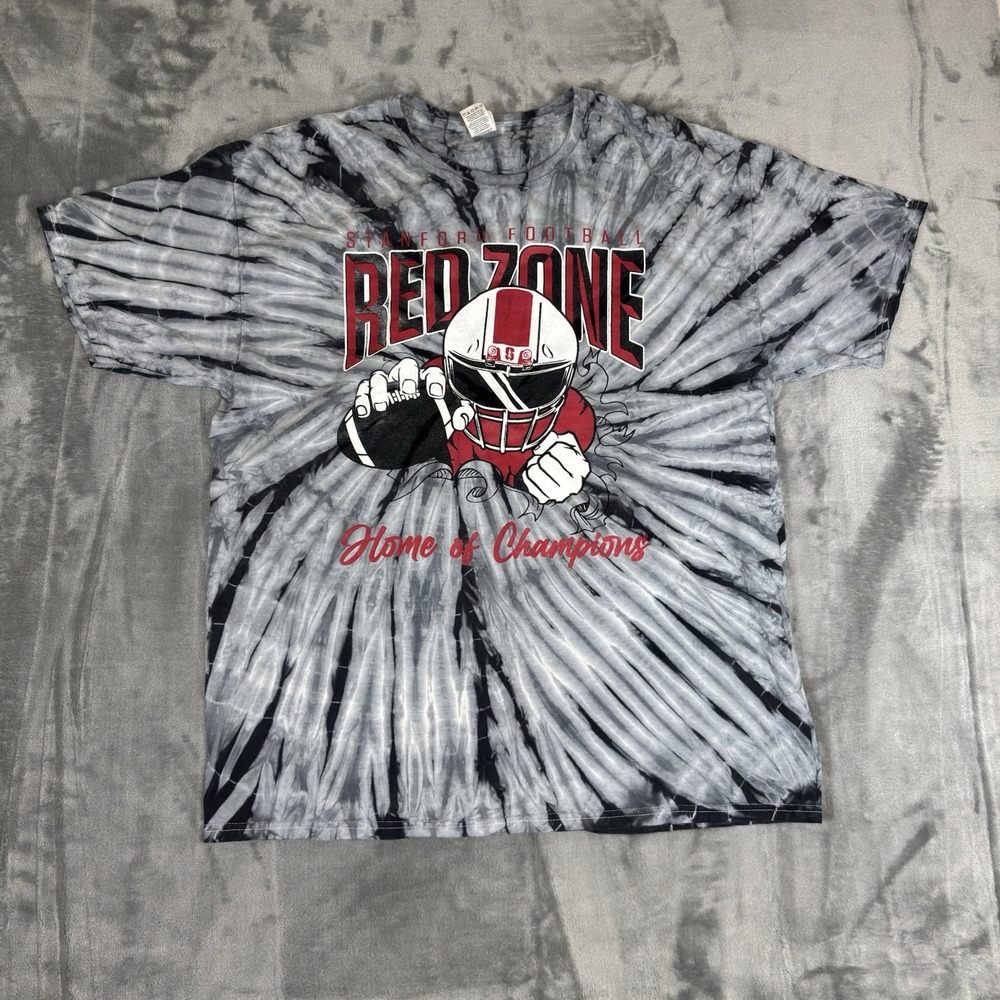Stanford Football T-Shirt Mens XL Grey Tie Dye‎ Red Zone NCAA